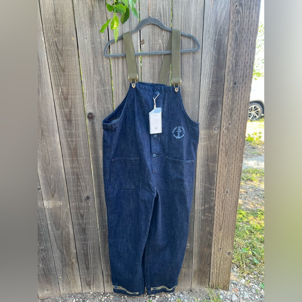Marine Nationale Deck Workwear Denim Straight Overalls Men's XXXL American Retro